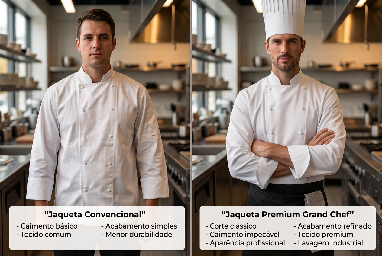 Comparação entre uniforme comum e uniforme premium