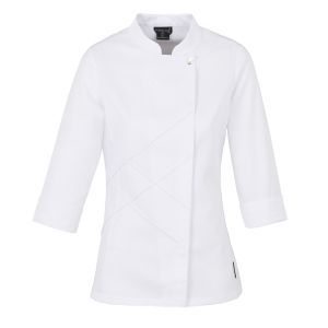 Dolma feminino branco com manga 3/4 e punho duplo para as chefs e confeiteiras